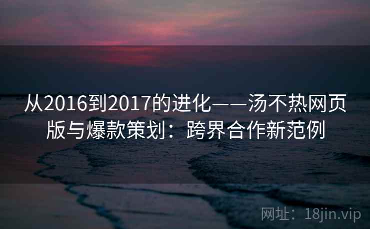 从2016到2017的进化——汤不热网页版与爆款策划：跨界合作新范例